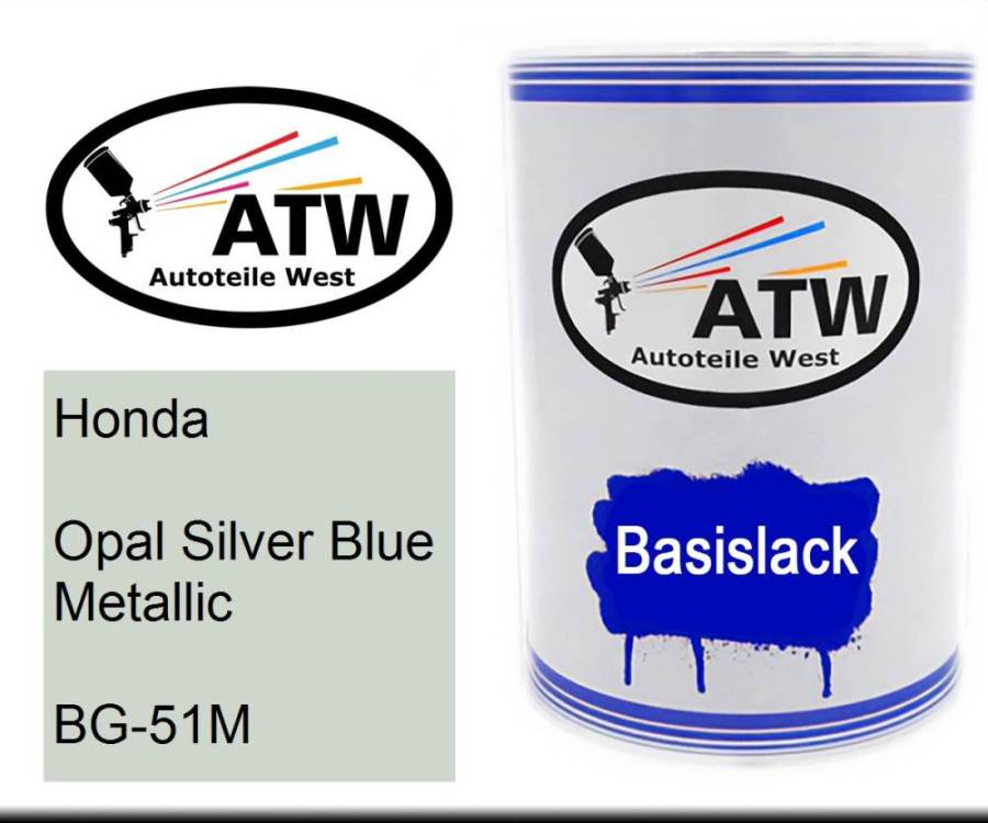 Honda, Opal Silver Blue Metallic, BG-51M: 500ml Lackdose, von ATW Autoteile West.